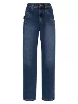 Настоящие джинсовые джинсы Carpenter с блестящей окантовкой Brunello Cucinelli, цвет dark denim
