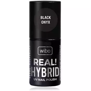 Настоящий гибридный УФ-лак для ногтей Onyx Black 01, Wibo