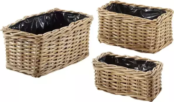 Насыпное кашпо, (комплект, 3 шт.) Locker 34х17х18 см, серый