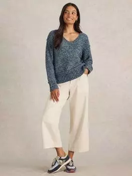 Насыщенный джемпер из органического хлопка с текстурой тэмми White Stuff, темно-синий