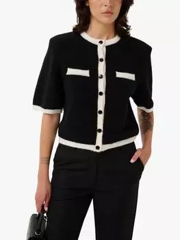 Насыщенный шерстяной кардиган контрастного цвета alpha Gestuz, цвет Black/Ivory