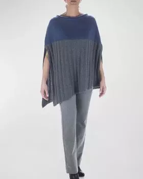 Наталья Ребристое Вязаное Пончо Ian Saude, цвет Eclipse & Granite