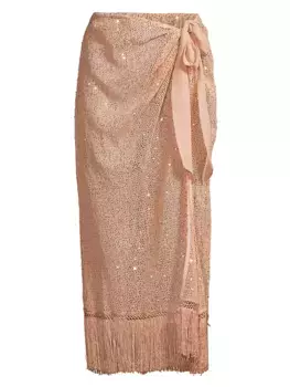 Наталия Саронг с пайетками и бахромой Ramy Brook, цвет rose gold