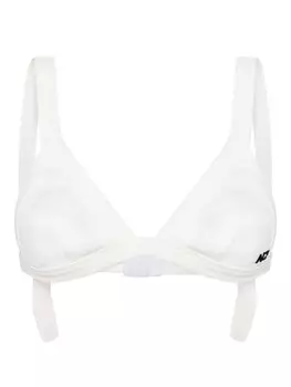 Natasha Zinko бюстгальтер в рубчик с вышитым логотипом, белый