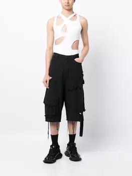 Natasha Zinko джинсовые шорты карго с вырезами, черный