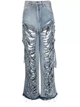 Natasha Zinko джинсы с эффектом потертости, синий