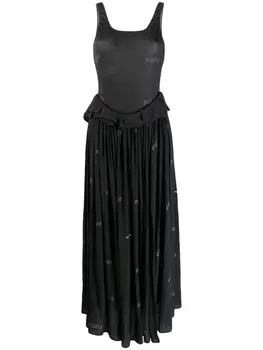 Natasha Zinko платье макси с принтом, черный