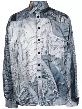 Natasha Zinko рубашка с длинными рукавами и принтом, синий
