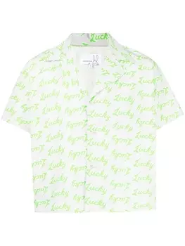 Natasha Zinko рубашка с короткими рукавами и надписью, серый