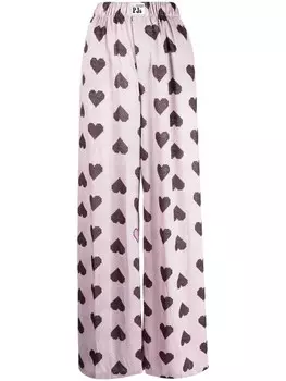 Natasha Zinko широкие брюки с принтом, розовый