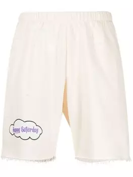 Natasha Zinko шорты с принтом Happy Saturday, нейтральный цвет