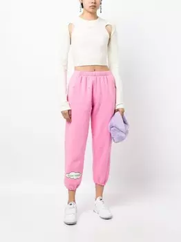 Natasha Zinko спортивные брюки с принтом Happy Monday, розовый