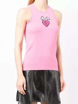 Natasha Zinko топ с графичным принтом и U-образным вырезом, розовый
