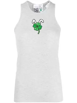 Natasha Zinko топ с графичным принтом и U-образным вырезом, серый