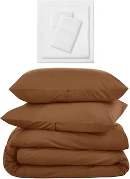 Nate Home от Nate Berkus 200TC Трехкомпонентный пододеяльник из перкаля | 200TC Комплект простыней из перкаля из 4 предметов от m Design