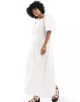 Native Youth – белое асимметричное платье средней длины из хлопкового поплина