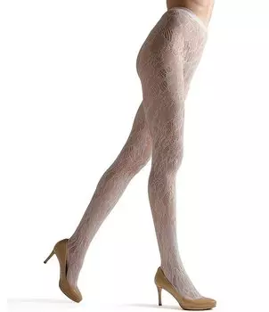 Natori Кружевные сетчатые колготки с вырезами, слоновая кость