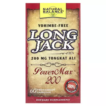 Natural Balance, Long Jack, PowerMax , 200 мг, 60 вегетарианских капсул