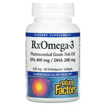 Natural Factors, RxOmega-3, 630 мг, 60 капсул Enteripure
