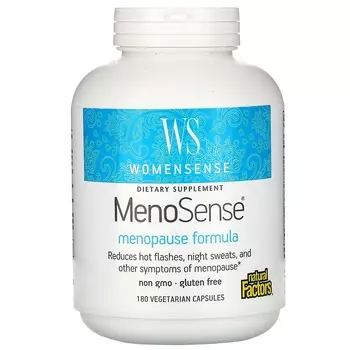 Natural Factors WomenSense MenoSense формула для поддержки организма при менопаузе, 180 вегетарианских капсул