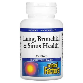 Natural Factors, Здоровье дыхательных путей (Lung, Bronchial & Sinus Health), 45 таблеток