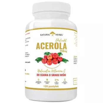 Natural Herbs, Экстракт ацеролы 250 мг, ацерола, натуральный витамин С, 120 пастилок Inna marka