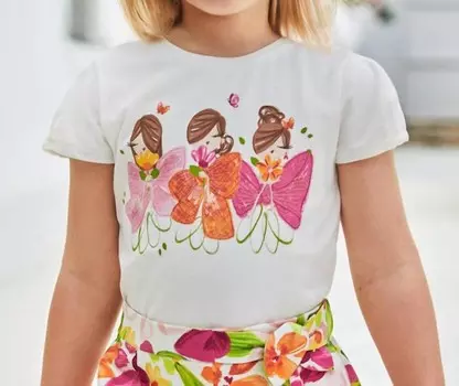 Натуральная футболка с бантом 3 Girls MAYORAL