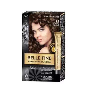 Натуральная крем-краска для волос Belle'Fine Black Series с 3 маслами и кератином Стойкий цвет Натуральный коричневый