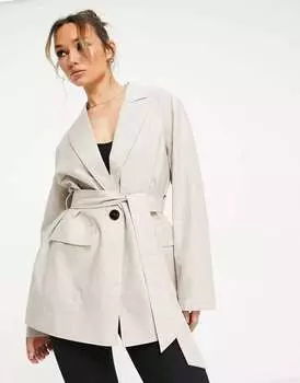 Натуральная льняная куртка для мам с поясом ASOS