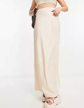 Натуральная льняная юбка макси с косой косой ASOS DESIGN