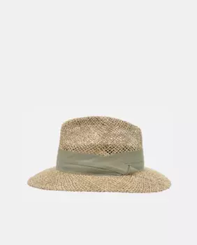 Натуральная шляпа-федора с лентой цвета хаки Seeberger, цвет Natural