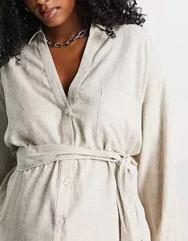 Натуральное пляжное платье-рубашка с поясом и поясом ASOS DESIGN Maternity