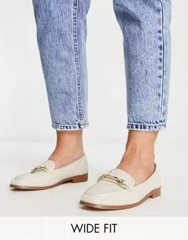 Натуральные лоферы на плоской подошве с отделкой ASOS DESIGN Wide Fit Verity