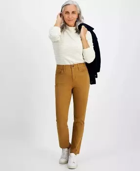 Натуральные прямые джинсы Petite с высокой посадкой Style & Co, бежевый