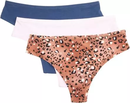 Натуральные стринги PlayStretch с принтом, 3 шт. Hanky Panky, цвет Bateau Blue/Wild Spots/Meadowsweet