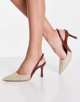 Натуральные туфли на шпильке с ремешком на пятке ASOS DESIGN Samber