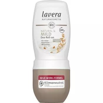 Натуральный и мягкий шариковый дезодорант с органическим овсом и натуральными минералами, 50 мл — защита 48 часов — веганский, Lavera