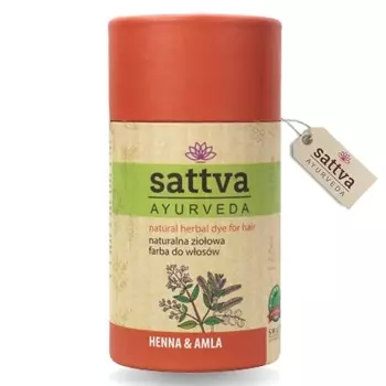 Натуральный красный цвет волос — двойная порция: Красная хна от аллергии — Органическая растительная краска для натуральных волос, краска для волос с хной и амлой, объем и блеск — Ecocert, Sattva Ayurveda
