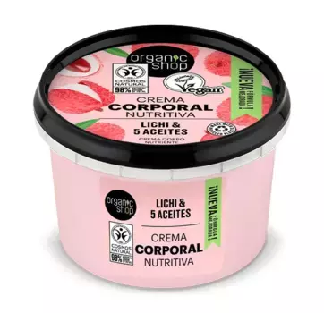Натуральный крем для тела Личи Роза Body Cream Pink Lychee Organic Shop, 250 ml