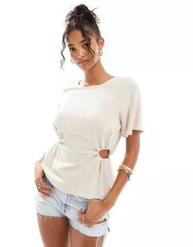 Натуральный льняной топ с вырезами ASOS DESIGN