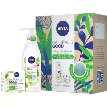 Натуральный увлажняющий крем для лица, очищающий гель и набор губок из конжака, Nivea