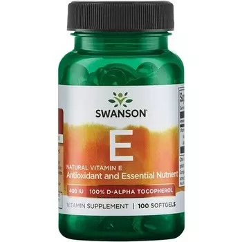 Натуральный витамин Е 400 МЕ 268 мг 100 мягких таблеток, Swanson