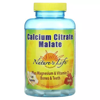 Nature's Life, Цитрат-малат кальция, 120 таблеток