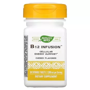 Nature's Way B12 Infusion со вкусом вишни 1000 мкг, 30 жевательных таблеток