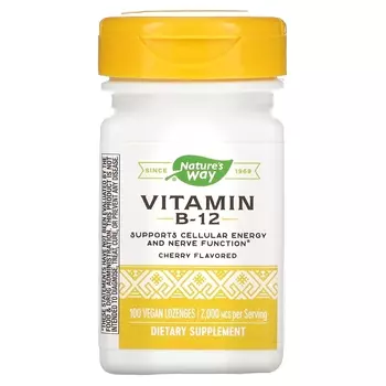 Nature's Way Витамин B-12 со вкусом вишни 2000 мкг, 100 веганских пастилок