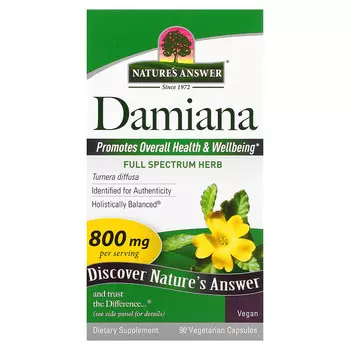 Nature's Answer, Damiana, 800 мг, 90 вегетарианских капсул (400 мг на капсулу)