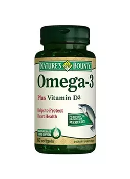 Nature's Bounty Омега-3 плюс витамин D3 60 капсул