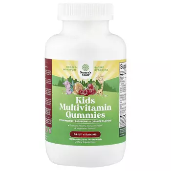 Nature's Craft, Мультивитаминные жевательные таблетки для детей, клубника, малина и апельсин, 180 жевательных таблеток