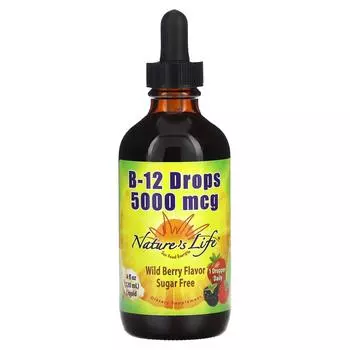 Nature's Life B-12 капли (5000 мкг) Лесные ягоды - без сахара 4 жидких унции