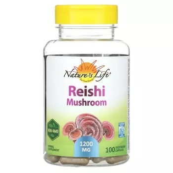 Гриб Рейши Nature's Life Reishi Mushroom, 1200 мг, 100 вегетарианских капсул (600 мг на капсулу)